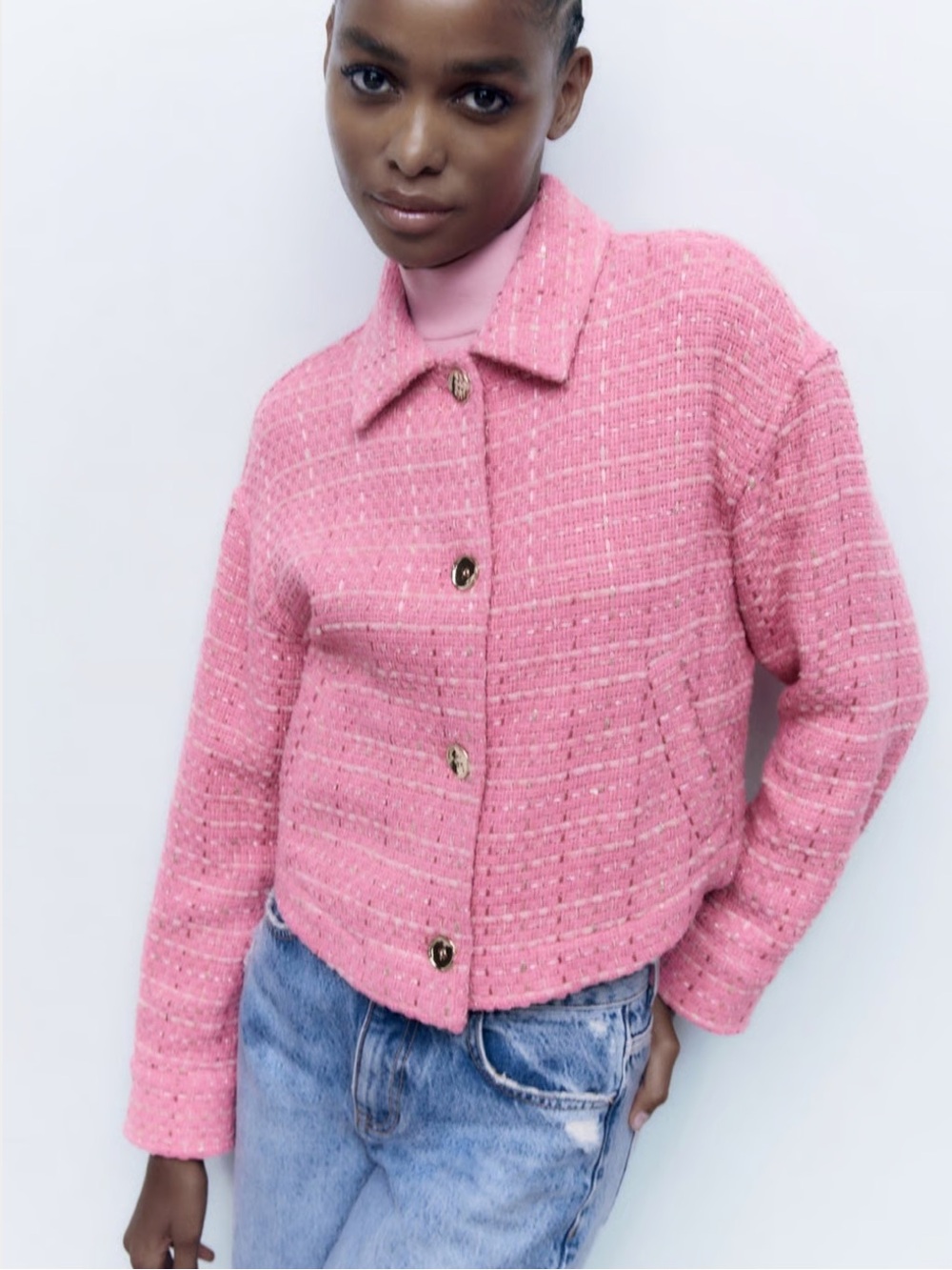 Zara Pink Textured Jacket